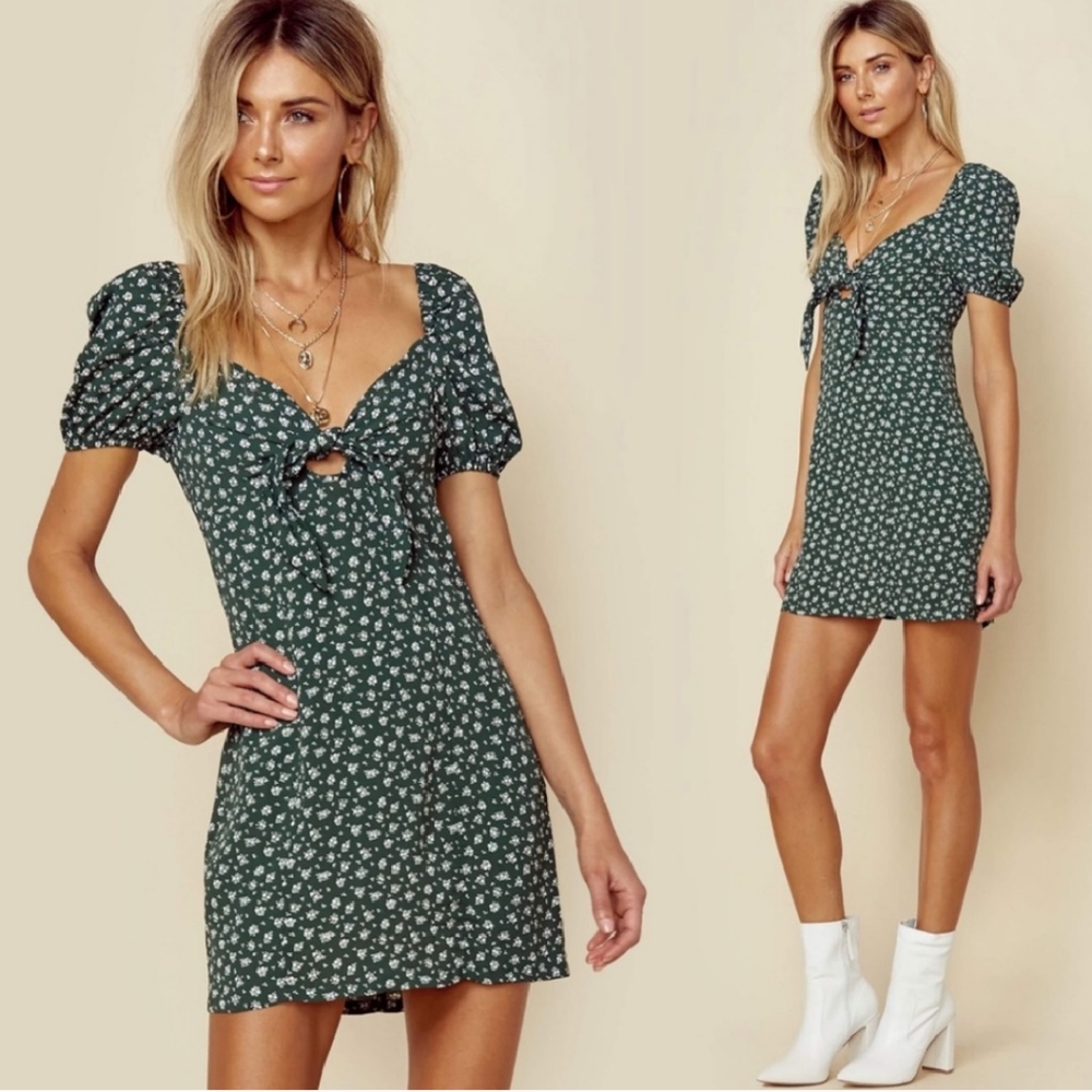 Planet blue Blue life Mara mini dress green floral